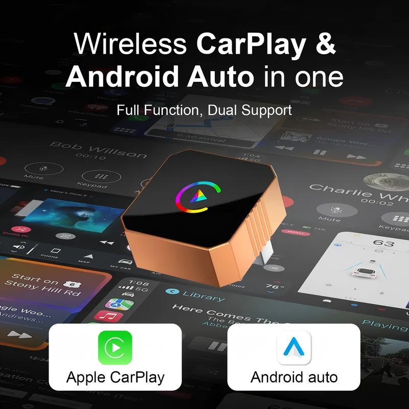 Wireless Carplay 2026 Mini Orange Blue Silver Cube Pro 3.0 Wireless CarPlay ,iPhone/ Android Auto Adapter – Plug & Play, Fast Auto-Reconnect