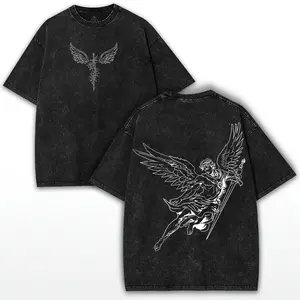 valentine shirts Archangel Michael Oversized Tee: Vintage Washed Heavy Cotton Angel Warrior Shirt