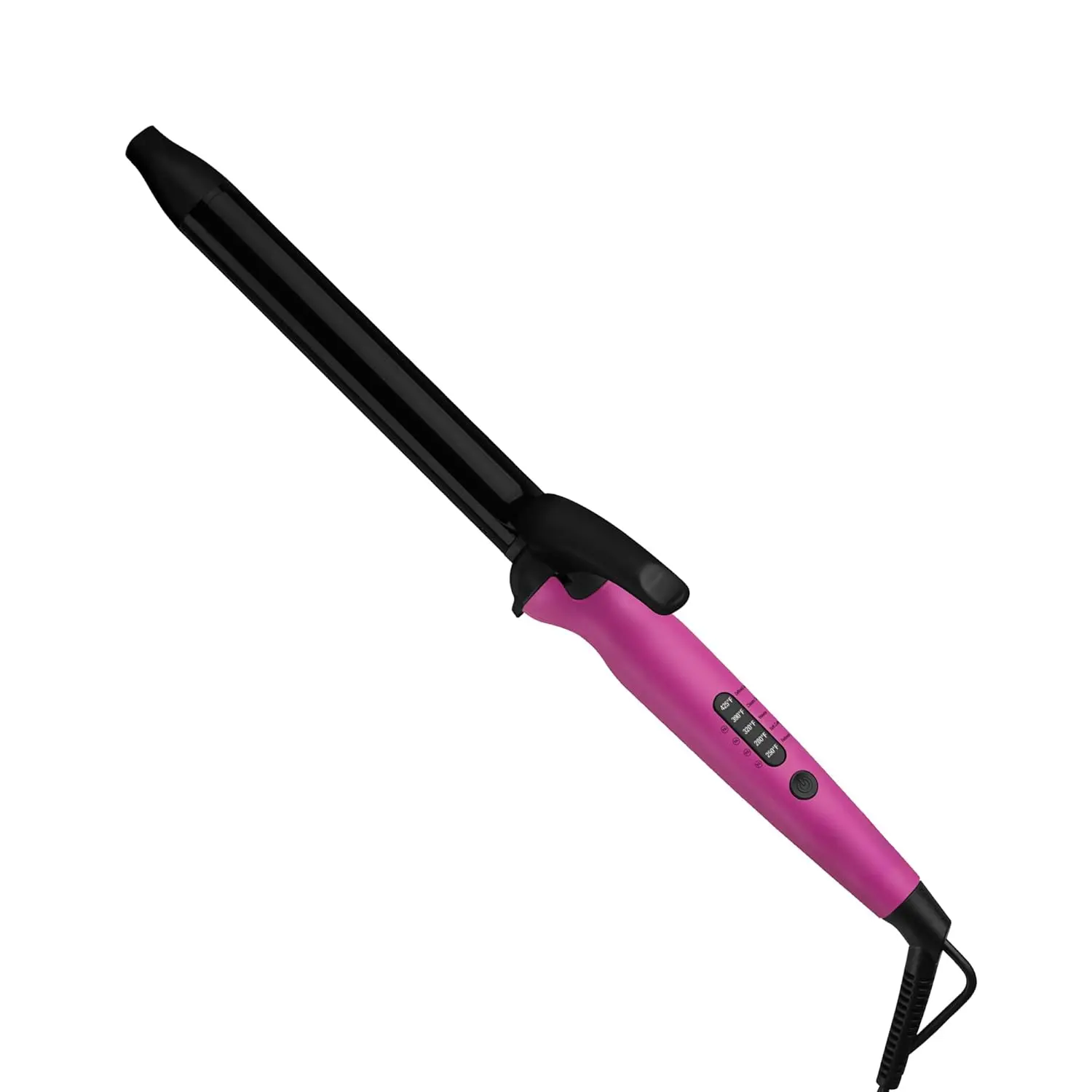 1" Automatic Hair Styler - Ceramic Tourmaline Wand for Fast, Easy Curly Hair, Extra-Long Barrel with 5 Temperatures & Dual Voltage, Pink, Easy Curls, Heat Control, Less Damage, All Hair Types