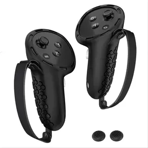 Silicone Controller Grip Cover, Non-slip & Drop-resistant Controller Grip Cover with Adjustable Finger Strap, Controller Protector Compatible with Meta Quest 3S, Game Console Accessories