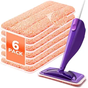 Power Scrubbing  Mop Pads for  Wet Jet Mops (6 Pack), Wet Jet Refills, Wet Pads Refill, Washable Microfiber Mop Pads for Floor Cleaning Wet Dry Use