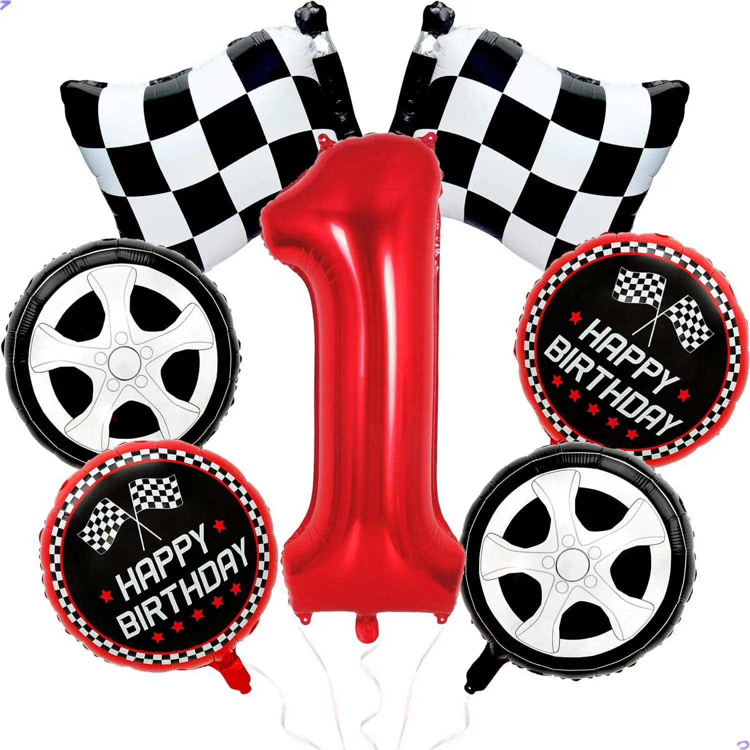 Racing Car Balloons Fast One Birthday Decorations For Boys, 40 Inch Race Car Balloon For Cars Birthday Decoration,Foil Mylar Black Red Tire Balloons Car Theme Party Decor Supplies Favors