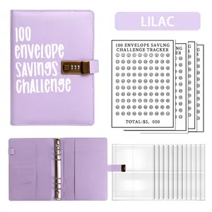 Combination Code Lock 100 Envelopes Money Saving Challenge Binder - Easy & Fun Way to Save $5,050, Modern Style, Non-Customized, No Warranty