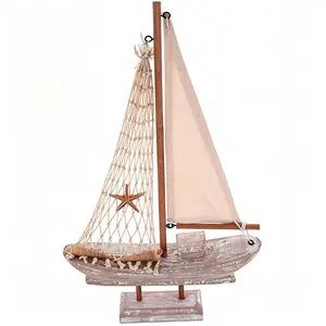 Wooden Sailboat Decoration, Mediterranean Style, Small Boat Model Decor, Home Bar and Restaurant Decor, Nautical Theme, Fresh Indoor Decor