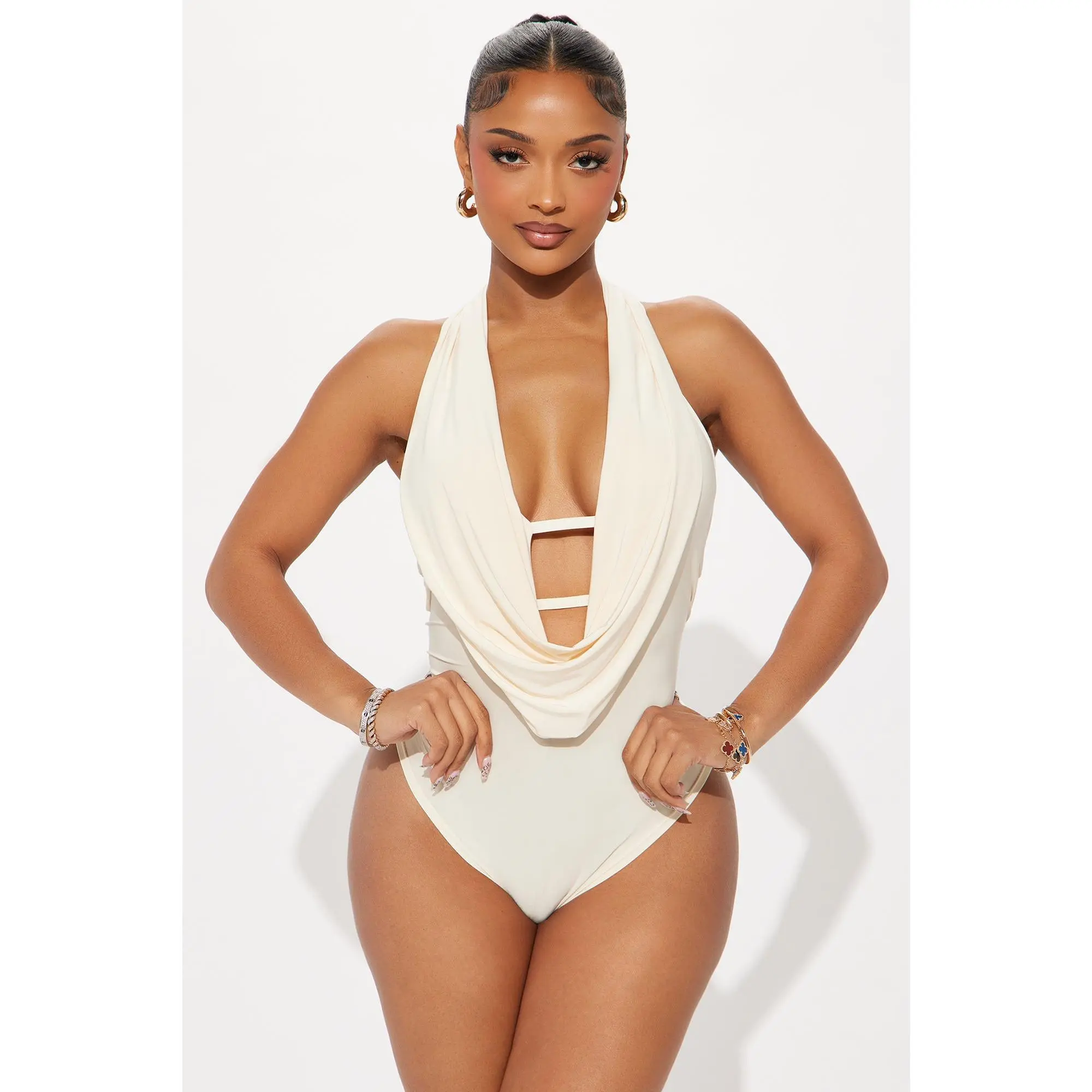 Neck look halter neck bodysuit - TikTok Shop