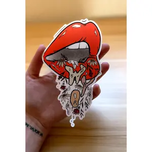 XL Dripping WYO Sticker - Red Vinyl Sticker with Unique Design, Matte Finish, Ideal for Decorative Use