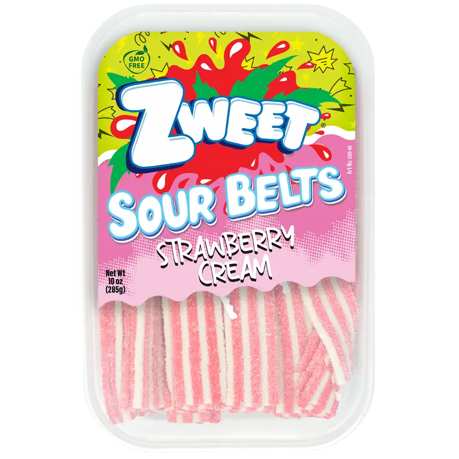Sour Strawberry Creamsicle Belts Candy | Zweet | 10 oz Sour Strawberry Creamsicle Belts Candy | Zweet | 10 oz