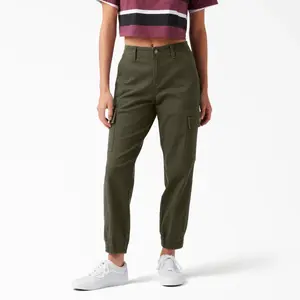 Dickies Women's High-Rise Fit Cargo Pants - Military Green, ML Size, Zipper Detail, Spandex Fabric, Women's Garment Bottom 2626