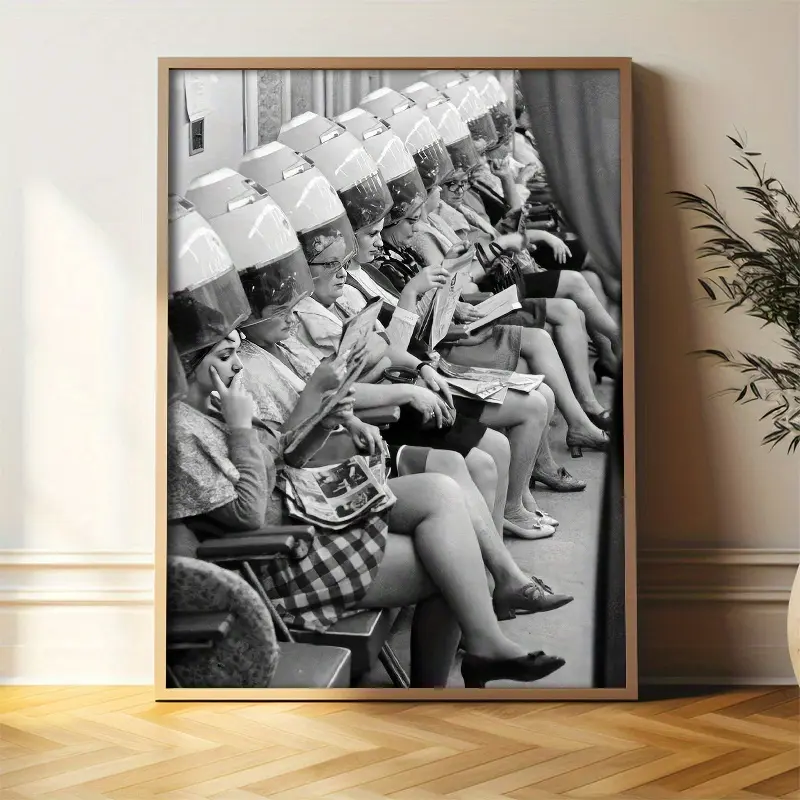 Vintage Hair Salon Ladies Poster - Black and White Print, 1960s Retro Beauty Salon Decor