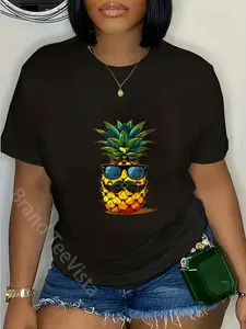 100% Cotton Awesome Pineapple Costume with Sunglasses and Mustache T-Shirt
