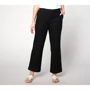 Isaac Mizrahi Live! Petite Cotton Eyelet Straight Ankle Pants