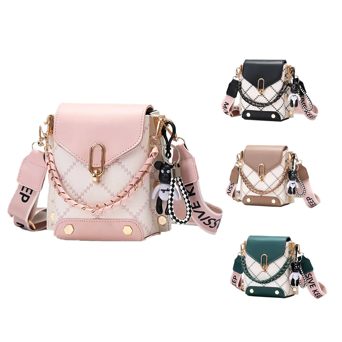 Woven Tweed Crossbody Bag for Women, Stylish PU Leather Flap Shoulder Purse with an Adjustable Strap and Chain Accent, Adjustable Crossbody Shoulder, Casual Commuter Bag, Crossbody Shoulder Purses