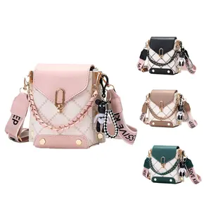 Fashion PU Leather Bucket Bag for Women Handwoven Chain Flap Crossbody Bags for Shopping & Travel