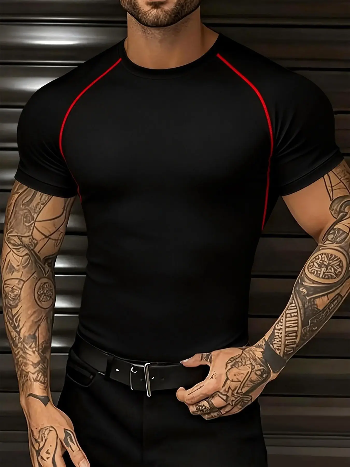 Men's Compression Sports Shirt, Tight-Fitting Short Sleeve Gym Quick-Dry T-Shirt, Running Training Top, Summer Casual Sportswear, Dry Fit Activewear