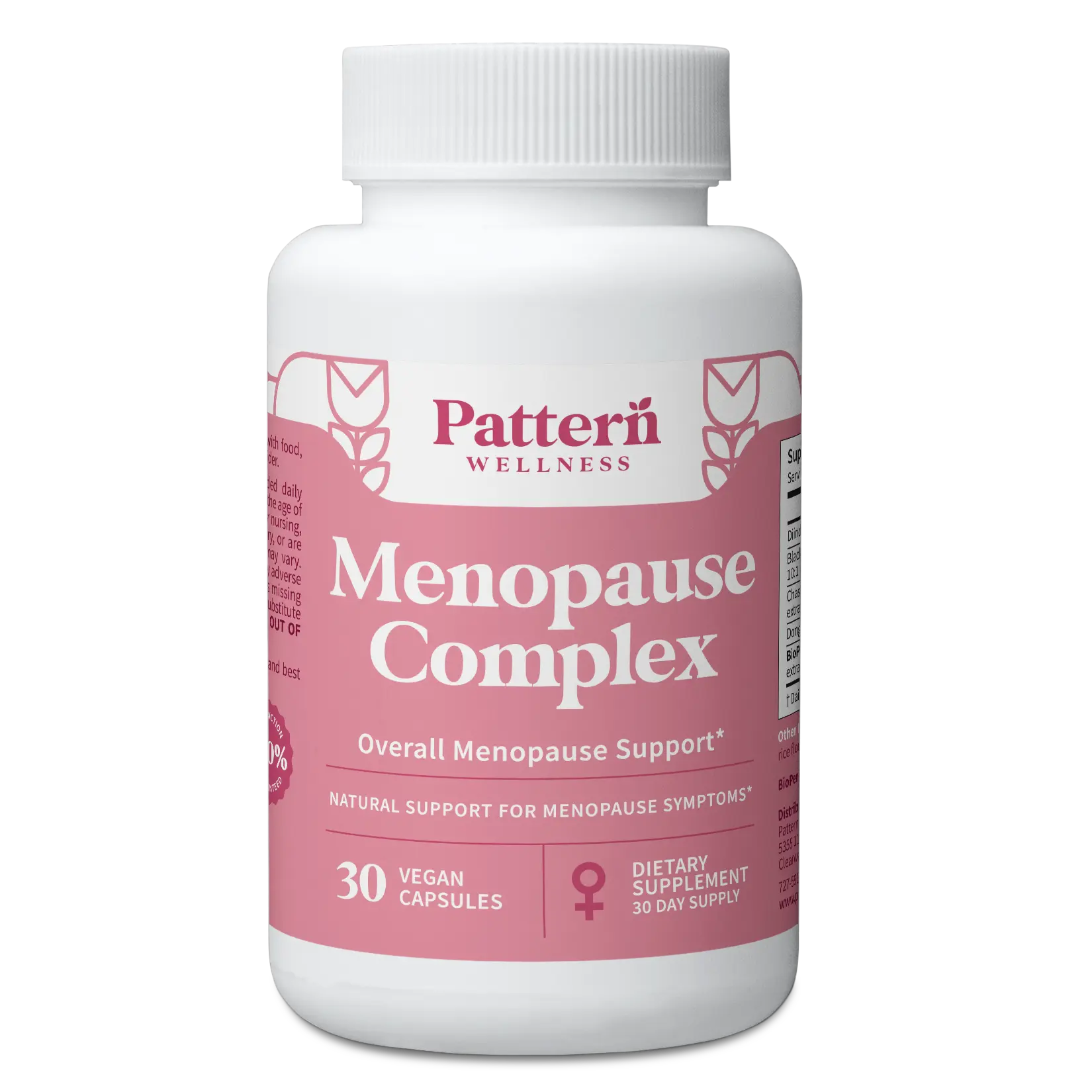 Pattern Wellness Menopause Complex Supplement – 30 Vegan Capsules | Herbal Supplement for Women’s Wellness & Hormone Health Support – with Black Cohosh, DIM & Bioperine – 3rd Party Tested