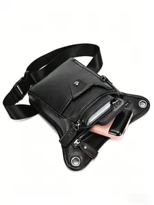 Men's Retro Leather Crossbody Thigh Bag, Multi-Pocket Sling Bag with Adjustable Strap, Classic Waist Leg Pouch for Travel, Work & Daily Use