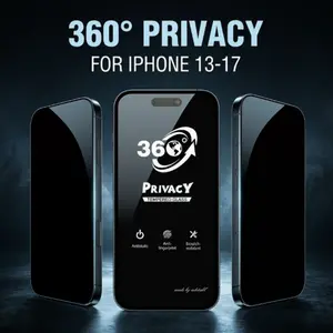 360 Privacy Tempered Glass Screen Protector for iPhone 13 14 15 16 17, Apple Compatible Accessories, Durable & Clear Display Protection