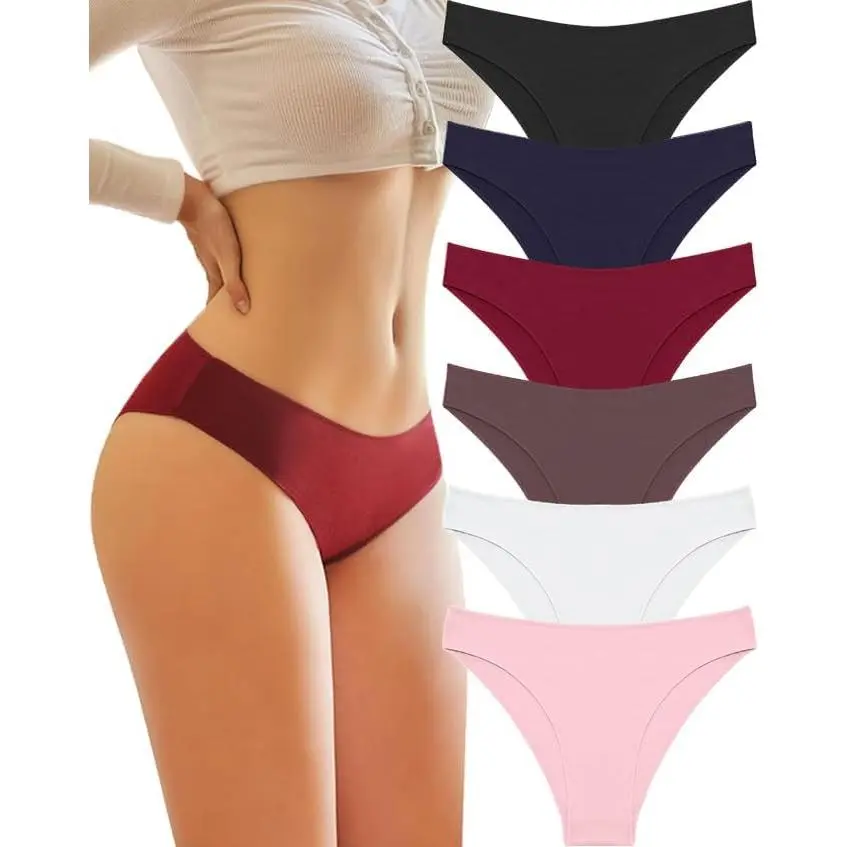 Women's Original Woven Cotton Lingerie - 6-Pack Multicolor Low-Waist Thin Cheeky Hip Bikini Panties for Adults, Sexy Cute, Breathable Stretch Everyday Underwear (6pack-c1)