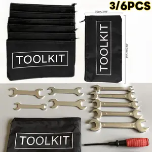 Canvas Tool Bag, Waterproof Zipper, Durable Storage Pouch, 3/6 Pieces, Ideal for Workshop, Office, Outdoor Use, Tool Storage Kit