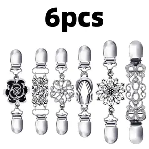 6 pcs Retro Sweater Clips Waist Cinch Clip Dresses Clips Sweater Shawl Brooch Jacket for Clothing Variety of Styles Dress Clip Back of Shirts Cinches Shawl Clips Fashion Accessories