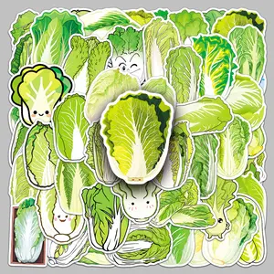 50pcs cartoon cabbage creative food vegetables small fresh stickers diy handbooks flat refrigerator waterproof stickers