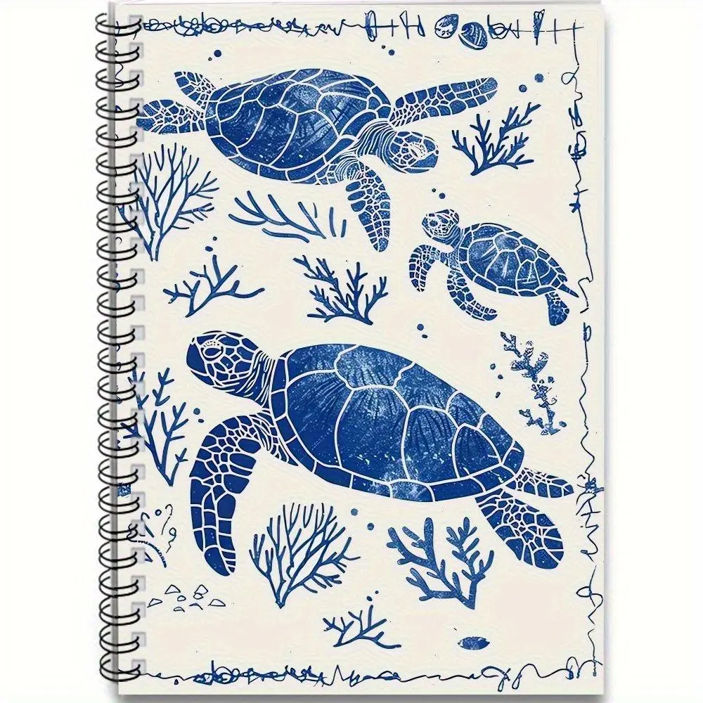 Turtle Pattern Notebook, Spiral Coil Notebook Journal, Daily Checklist Planning Notebook, Meeting and Study Notebook, Perfect for Birthdays As a Gift for Family, Friends, and Colleagues