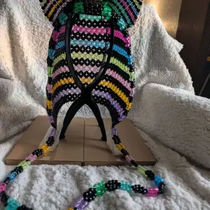 Kandi Hood with Ears - Colorful Beaded Design for Festivals and Raves