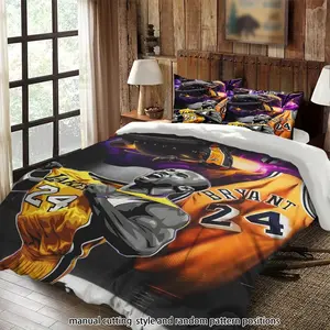 Kobe Bryant basketball-themed Black Mamba jersey bedding set (3 pieces) includes one duvet cover and one/half a pillowcase (pillow insert not included). Suitable for bedrooms, homes, schools, and all seasons. A perfect gift for Valentine's Day and Easter.