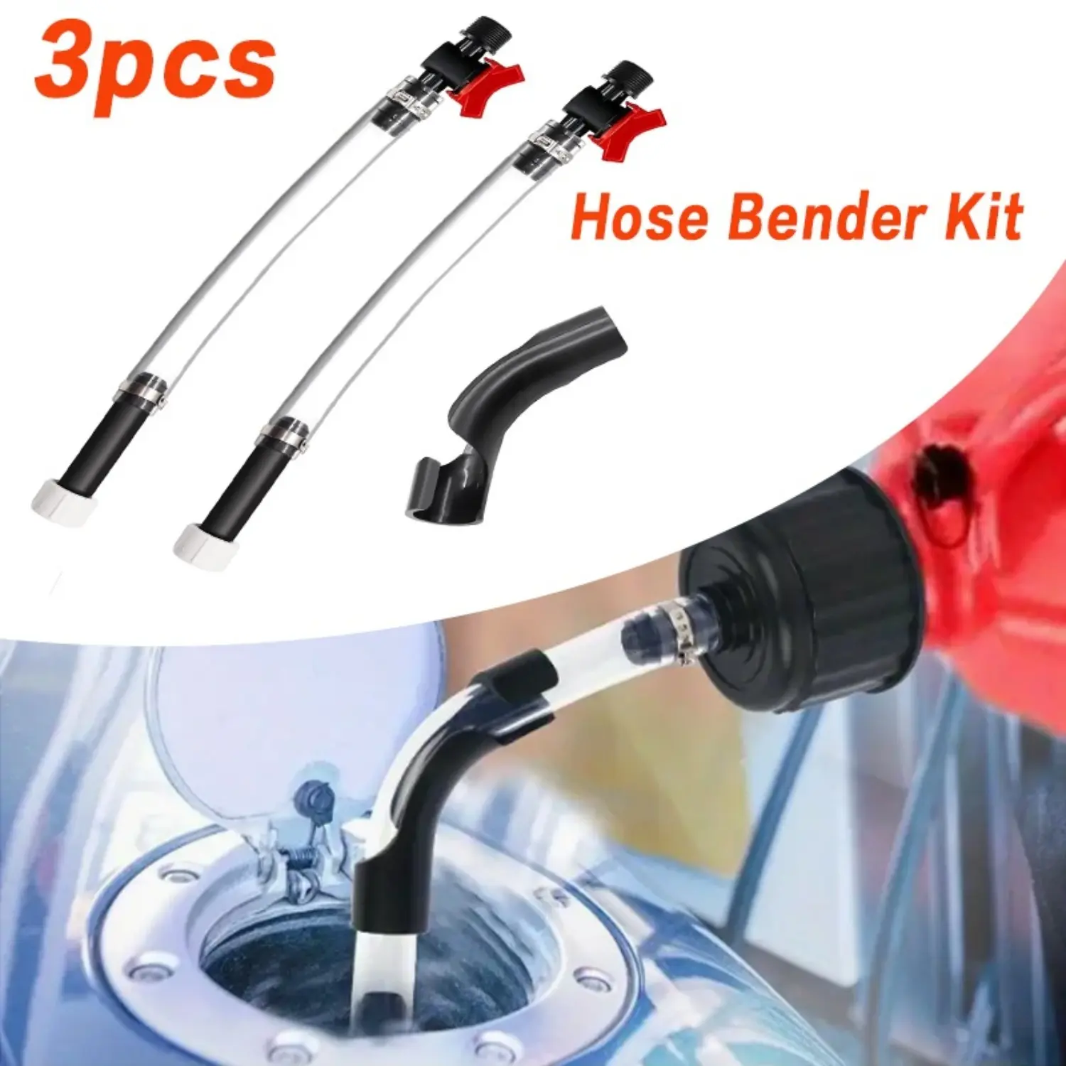 3PCS Racing Hose with Ball Valve Shut Off Kit, Suitable for Scribner, Jegs, LC2 Jugs & Fuel Tank, Fuel Filler Kit