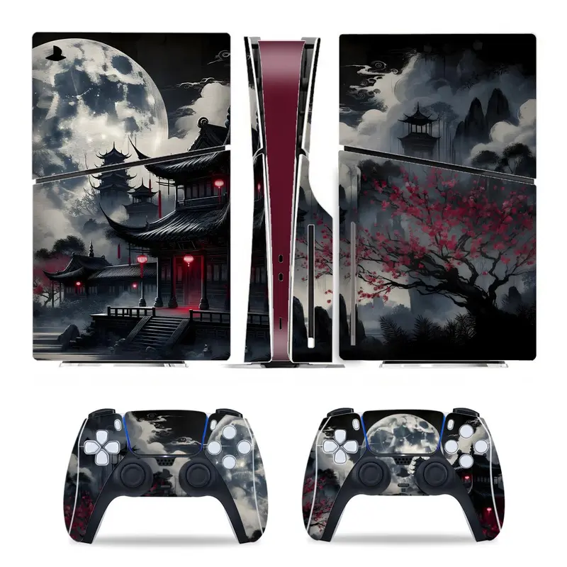 Moon Pattern Game Console Sticker, Stylish 1 Set Waterproof Self Adhesive Console Sticker, Decorative Console Protector for PS5 Slim, Diy Sticker, Pvc Waterproof Stickers