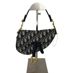 Pre-owned Dior Used Christian Oblique Canvas Saddle Shoulder Crossbody Bag with Gold D Charm