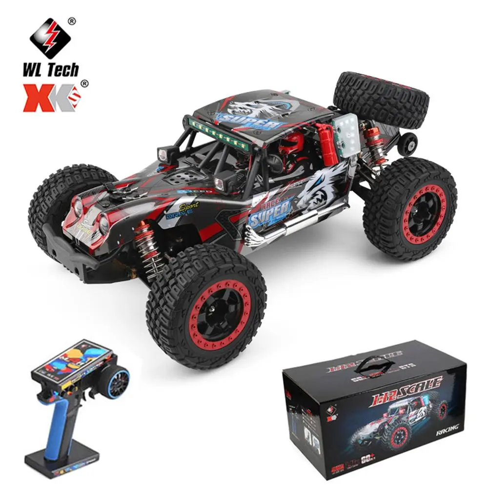 WLtoys 1/12 Brushless Motor RC Crawler 124028 - 4WD Electric Off-Road Cars, Aluminum Alloy, 60KM/H High Speed, Cool LED Lights, 2200mAh, About 100m Range, Adult-Friendly Remote Control Model Toy