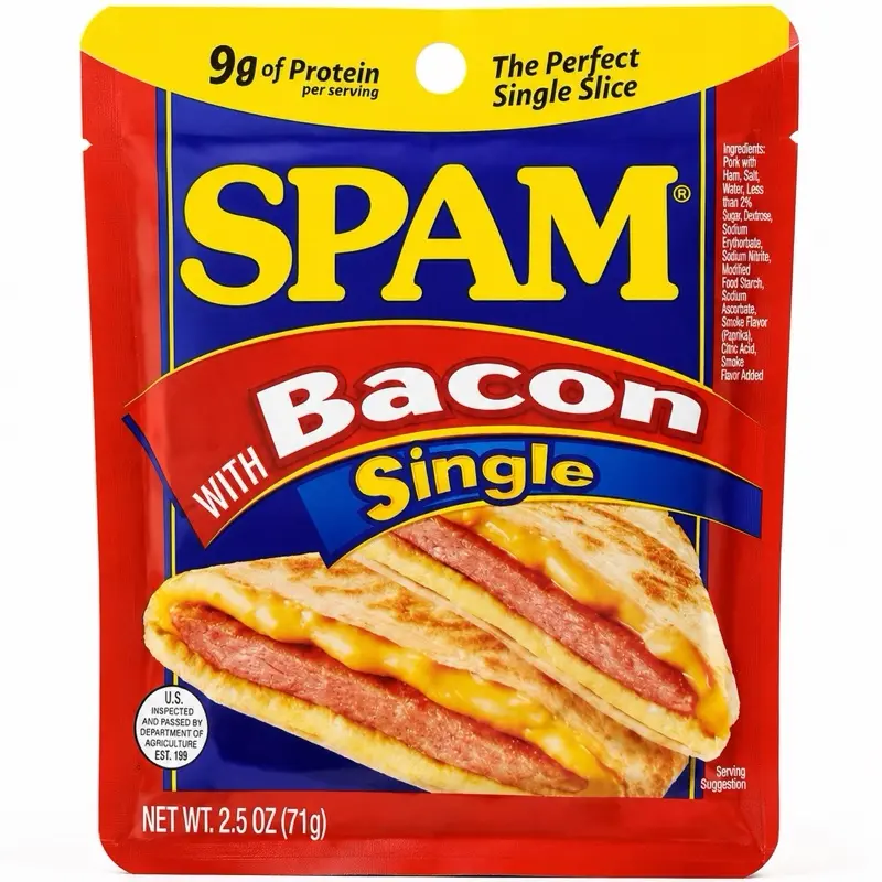 SPAM Bacon Single Slice Ready-to-Eat Pork with Bacon 2.5 oz (71g)