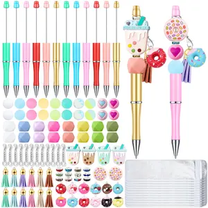 12 Set Donut Beadable Pens Bulk With Colorful Focal Silicone Beads Cute Bead Pens for Women Office Gifts diy