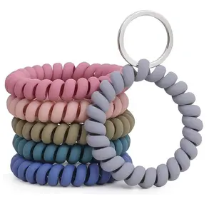 6Counts Stretch Wristbands, Sports Theme Key Rings for Women, Decorative Spiral Wrist Coil Keychain Set, Durable Plastic Wristlet Key Holder with for Gym, Pool, ID Badge & Outdoor Activities, Multi Purpose Keychain, Lightweight Keychain