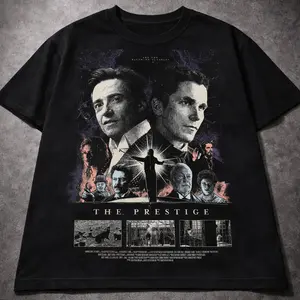 The Prestige Movie T-shirt, Vintage Graphic Tee, Hugh Jackman Christian Bale Shirt, Movie Poster Print Shirt, Classic Film Shirt, The Prestige Fan Tee, Iconic Movie Tee, Movie Lover Shirt, Charcoal Graphic T-shirt