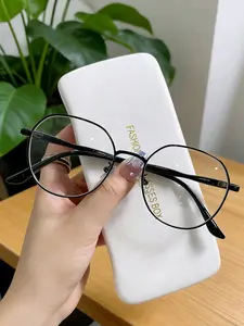 Women's Fashion Anti-Blue Light Glasses, New Metal Flat Lens Eyeglasses, Trendy Presbyopic Ready-Made Frames, Wholesale Bulk Buy, Low Nose Bridge Glasses