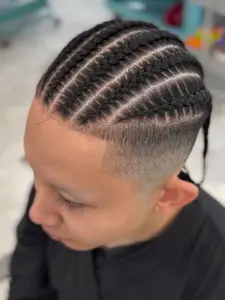 Cornrows Braids Hair Pieces Hair Weave Extensions Men's Replacement System Biological Scalp Hairpiece Real Human Hair Breathable PU Base Toupee for Men (5*7/6*8/8*10 inch)