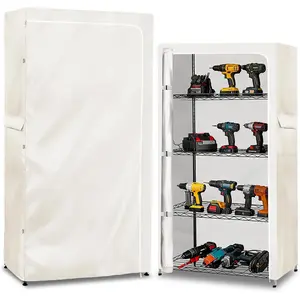 Wire Shelf Cover,Heavy Duty 600D Dustproof Waterproof Shelf Covers for Wire Shelving,Outdoor Storage Rack Cover for Wire Rack with Zipper,White,36"W x 16"D x 72"H