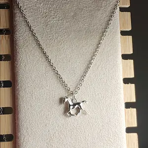 Graceful Galloping Horse Pendant Necklace - Durable 18-Inch Chain for Unisex - Elegant Metal Coated Jewelry Statement Piece