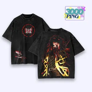 Limbus Company Ryoshu Vintage Bootleg Inspired Wash Tee, Retro Anime RPG Gaming Graphic Unisex T-Shirt, Project Moon Heroine Heavyweight Sweatshirt, Y2K Glowing Gold Nostalgia Oversized Streetwear Hoodie And Tank Top Apparel