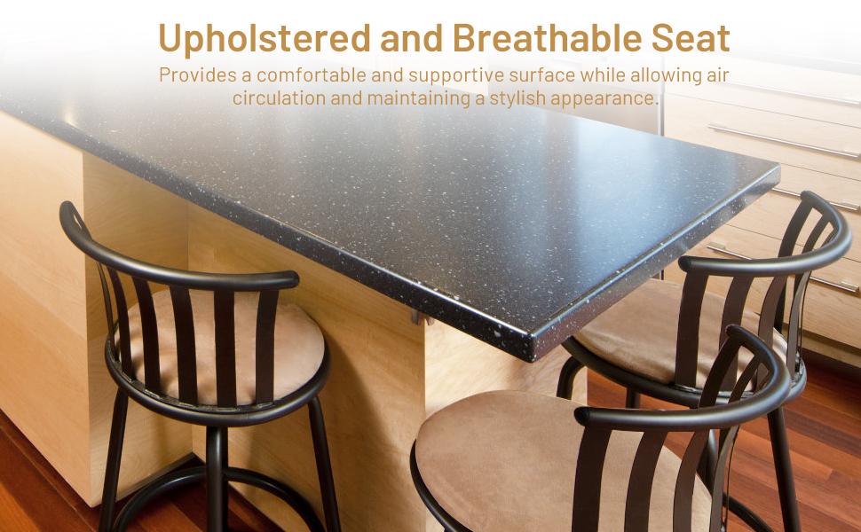 【Black Friday】Homy Casa Furniture Barstools  Brown Swivel Barstools with back and Faux Leather, kitchen counter height Armless Bar Chairs with Metal Legs, Footrest 24/29 Inch Springtok Design