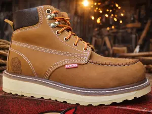 BOTAS DE TRABAJO APACHE DE ALTA CALIDAD DE AGUJETA / MEN'S APACHE WORK BOOTS SOFT TOE HIGH QUALITY LEATHER