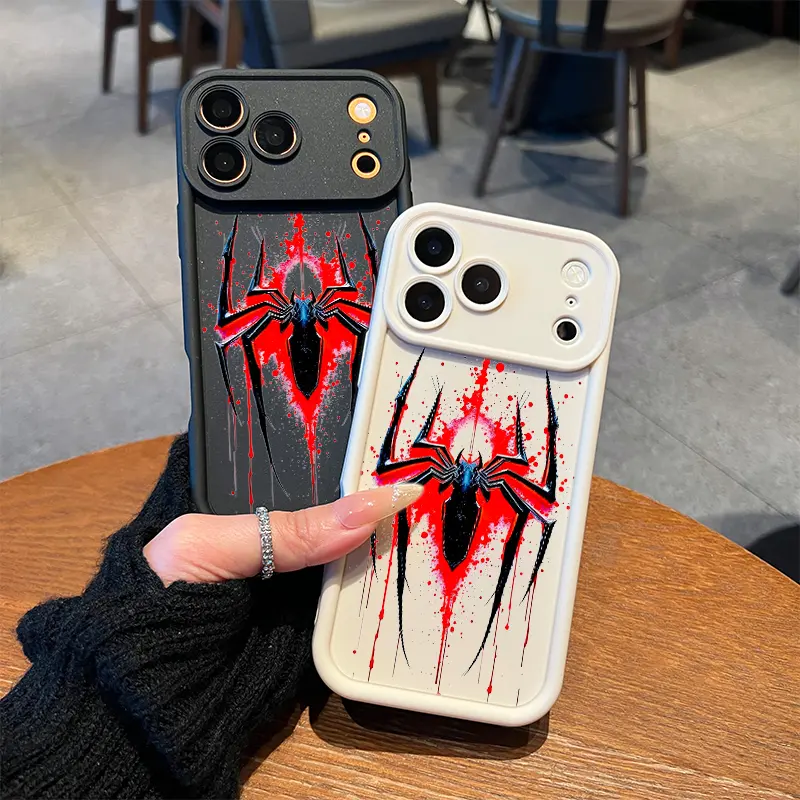 Dark Spider Web Phone Case, Gothic Blood Drip Style for IP17 16 15 14 13 12 11 Plus Pro Max and SAMS