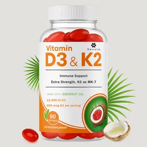 Vitamin D3 K2 10000 IU 2 in 1 Supplement – D3 + K2 with Virgin Coconut Oil for Daily Support | 90 Softgels