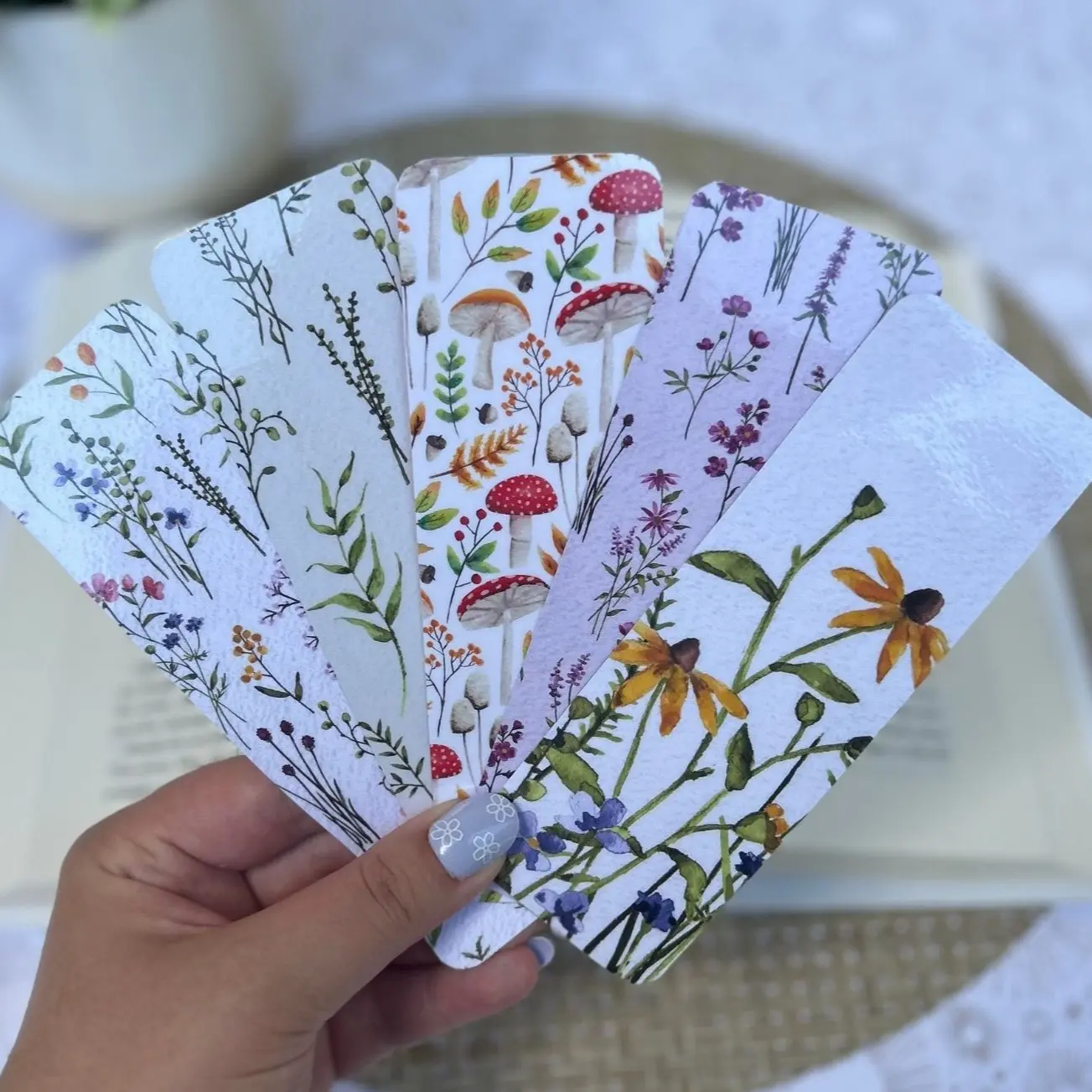 Wildflower Bookmark | Mushroom Bookmark | Cardstock Bookmarks | Laminated | Gift for Book Lover | Handmade Bookmark | Gift for Her | Tassel Bookmark | Sunset Bookmark | Sunrise Bookmark | Flower Bookmark cute bookmarks