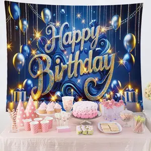 Happy Birthday Tapestry, Birthday Party Background Banner, Wall Hanging Decoration, Party Supplies, Room Decor, Celebration Gift, Ornaments boys and girls room decor