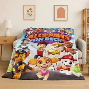 Paw Patrol Cute Dog Cartoon Blanket Ultra Soft Flannel Cozy Warm Bedroom Living Room Couch Sofa Travel Camping Picnic Throw Decor Decorative Throw Perfect Birthday Holiday Gift For Kids Toddlers Boys Girls Fans Chase Marshall Style All Season