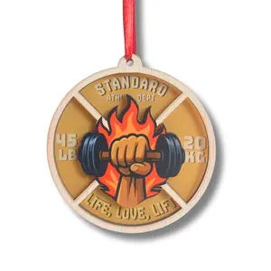 Weight Lifting Ornament, Weight Lifting Ornaments For Christmas Tree, Gifts For Weightlifters, Gym Lovers, Crossfit, Standard Barbell 45LB Ornaments, Decorative Holiday Ornament For Trees