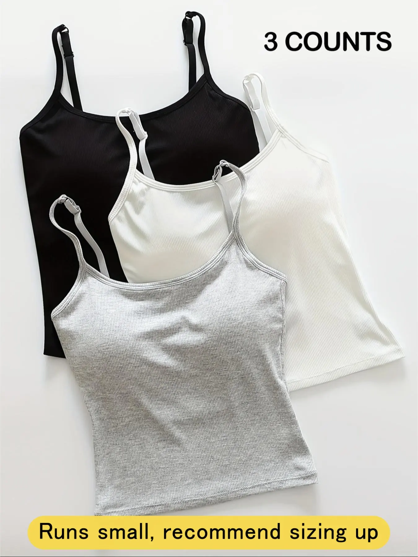 Women's Basic Solid Ribbed Cami Spaghetti Strap Tank Top, Fitted Casual Sleeveless Crop Top for Daily Wear, Ladies Underwear for Summer, Camisole Top